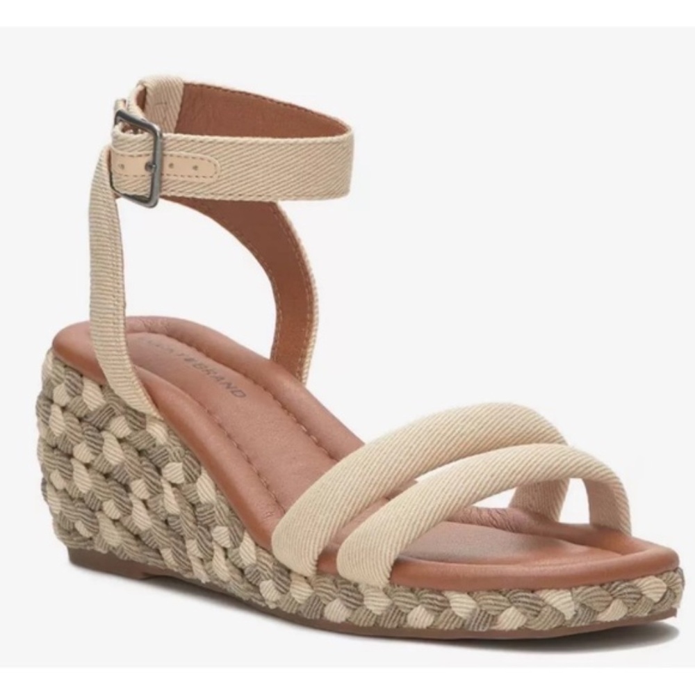 Lucky Brand women’s Naylicia Braided Wedge Sandals Vanilla Cream Size 8.5